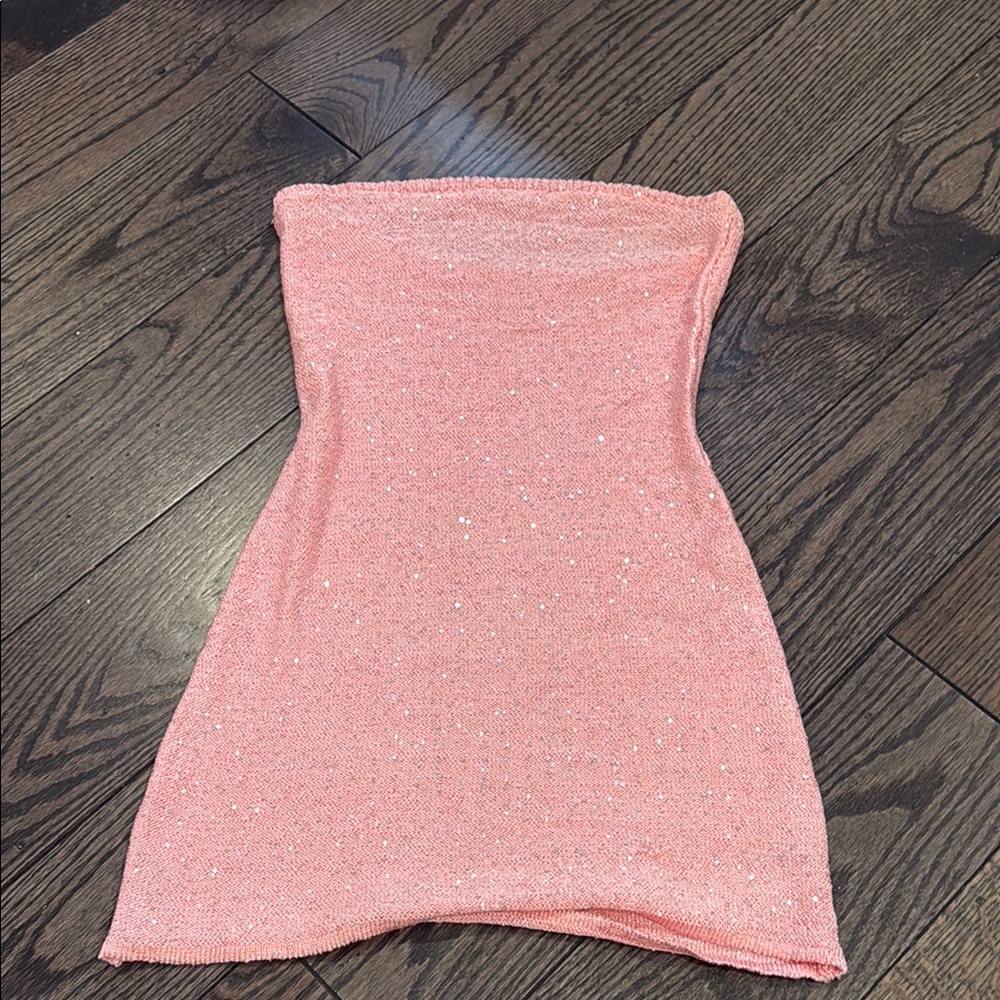 peppermayo Sparkling Pink Strapless Dress